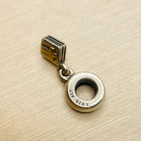 EUC Pandora 790409 Sterling Silver Bible Dangle Bead w/ 14k Yellow Gold Cross - Picture 9 of 10